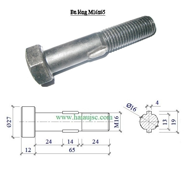 Bu lông ngạnh M16x65
